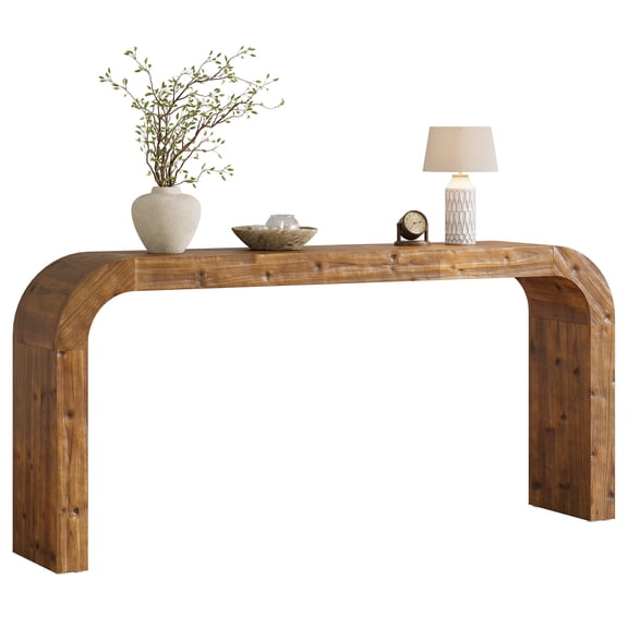 Fnova 71" Farmhouse Console Table, Solid Wood Entryway Table Sofa Table with Curved Corners, for Hallway, Living Room, Behind Couch, Foyer