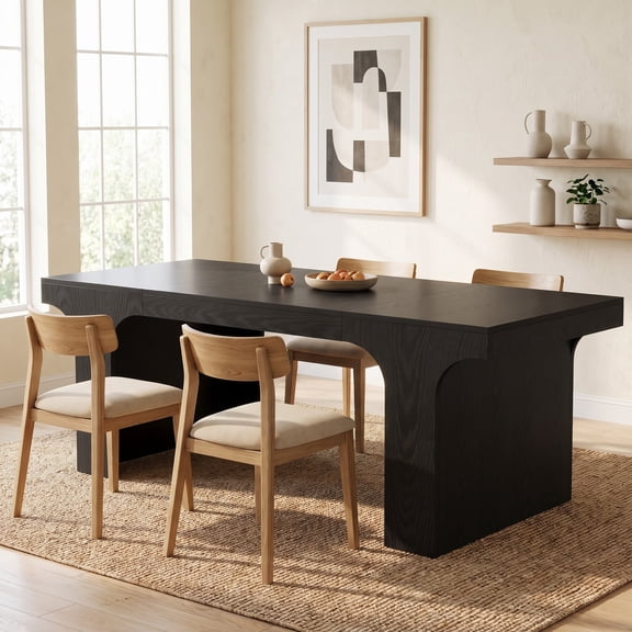 Fnova 71" Farmhouse Dining Table for 6-8 People, Rectangular Wooden Kitchen Table with Double Pedestal, Dinner Table for Dining Room, Kitchen, Office, Banquet, Living Room