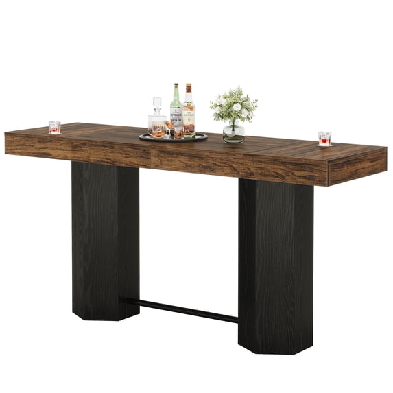 Fnova 71 Inch Tall Bar Height Table with Footrest, Industrial Bar Table ...