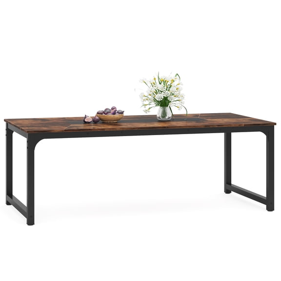 Fnova 71" Industrial Dining Table for 6-8 People, Rectangular Kitchen Dinner Table with Heavy Duty Metal Legs, Modern Dining Table for Dining Room, Kitchen, Living Room, Apartment