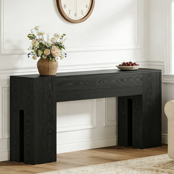 Fnova 71" Long Console Table, Farmhouse Wood Grain Entryway Table, Narrow Rectangular Sofa Table Behind Couch for Entrance, Hallway, Living Room