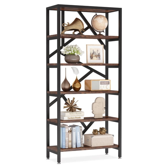 Fnova 71" Storage Shelf Unit, 6-Tier Heavy Duty Industrial Open Bookcase Display Shelf for Living Room Bedroom Home Office Kitchen