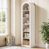 Fnova 74.8" Tall Arched Storage Shelf Unit, Narrow 6-Tier Corner Display Organizer for Living Room Bedroom Home Office