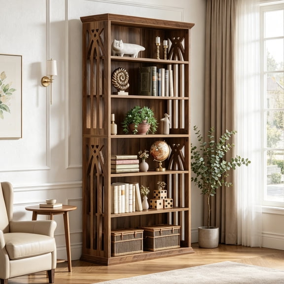 Fnova 74" Tall Bookcase with 6-Tier Open Display Storage Shelves, Large Book Shelf Bookcase Bookshelf for Living Room, Home Office, Bed Room