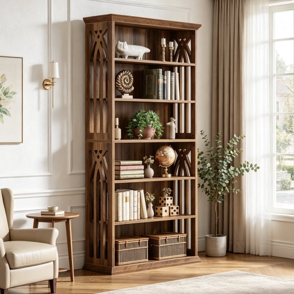 Fnova 74" Tall Bookcase with 6-Tier Open Display Storage Shelves, Large Book Shelf Bookcase Bookshelf for Living Room, Home Office, Bed Room