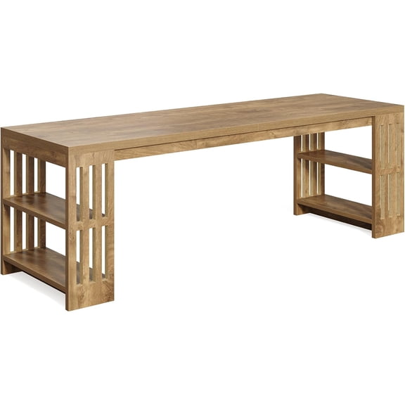 Fnova 78.7'' 2-Person Home Office Desk with Shelves, Extra Wide Double Computer Workstation, for Home Office, Study, Gaming & Bedroom