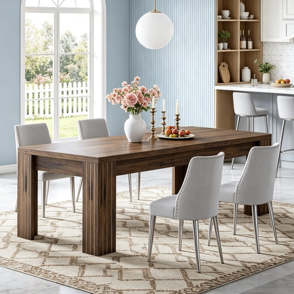 Fnova 78.7" Farmhouse Dining Table for 8-10 People, Large Kitchen Table with Sturdy Frame, Rectangular Dinner Table for Dining Room, Living Room, Office