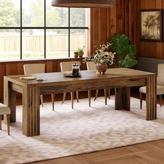 Fnova 78.7" Farmhouse Dining Table for 8-10 People, Large Kitchen Table with Sturdy Frame, Rectangular Dinner Table for Dining Room, Living Room, Office