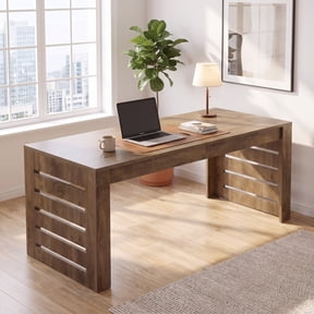 Fnova 78.74" Extra‑Long Double‑Sided Hollow‑Slatted Base Desk, Spacious 2‑Person Workstation for Home Office, Conference Room, Multi‑Purpose Study Table