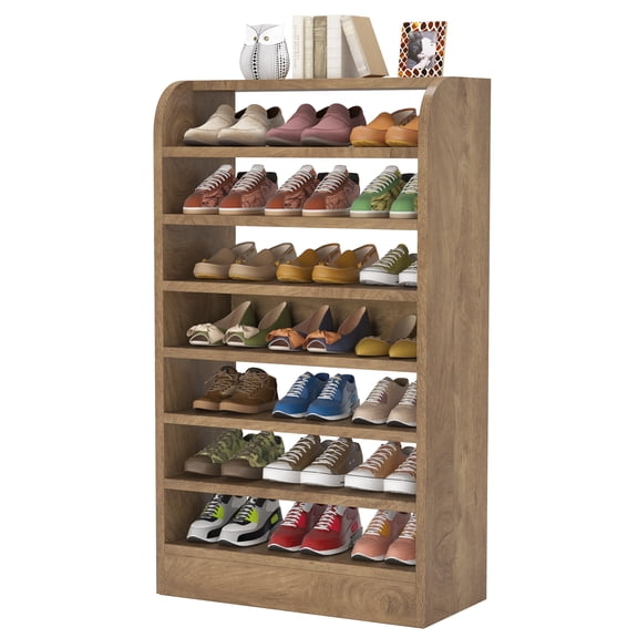 Fnova 8-Tier Shoe Rack, Freestanding Space-Saving Shoe Storage, Multi-Functional Open Shelf Organizer for Entryway Closet Hallway