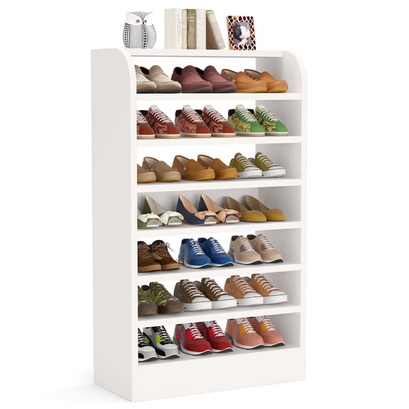 Fnova 8-Tier Shoe Rack, Freestanding Space-Saving Shoe Storage, Multi-Functional Open Shelf Organizer for Entryway Closet Hallway