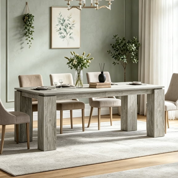 Fnova 86.6" Extra Long Farmhouse Dining Table for 6-10 People, Large Wood Kitchen Table, Heavy Duty Dinner Table for Dining Room, Kitchen, Living Room, Restaurant, Family Gatherings