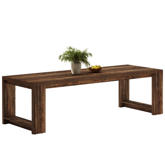 Fnova 86.6" Modern Dining Table for 8 People, Farmhouse Rectangular Narrow Extra Long Kitchen Table with Pedestal Base, Heavy Duty Dinner Table for Dining Room, Kitchen, Living Room
