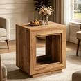 thumbnail image 1 of Fnova End Table Farmhouse Square Side Table with Storage, Wooden Sofa Table with Central Hollow Design, Modern Bedside Table, Easy Assembly, for Living Room, Bedroom, Nightstand, 1 of 14