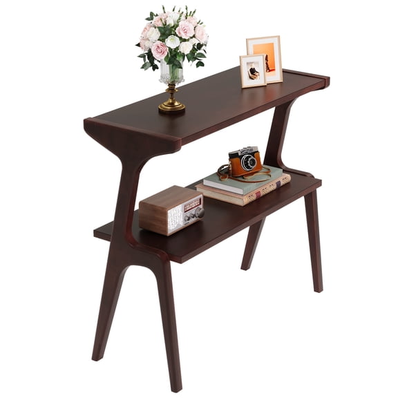Fnova End Table Narrow Side Tables Modern Wooden Sofa Table with Storage Shelf, Farmhouse Bedside Table, Easy Assembly, Corner Table, Drink Table for Living Room, Bedroom, Nightstand