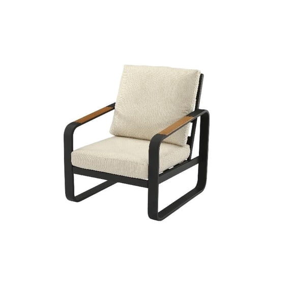 Fnova Outdoor Patio Chair, Heavy Duty Metal Frame Chair with Thick Cushion, Weather Resistant Outdoor Seating Furniture for Porch, Backyard, Balcony