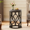 thumbnail image 1 of Fnova Round End Table, Industrial Small Side Table with Metal Hollow Frame for Living Room, Bedroom, Easy Assembly Nightstand, 1 of 10