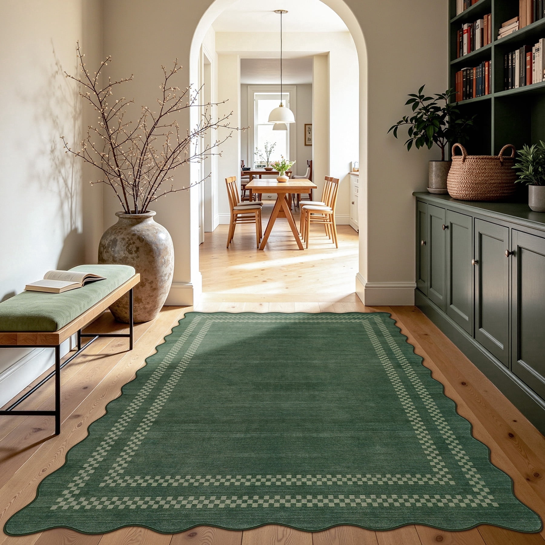 Mainstays Green Bordered Tufted Washable Area Rug 8x10 - Walmart.com