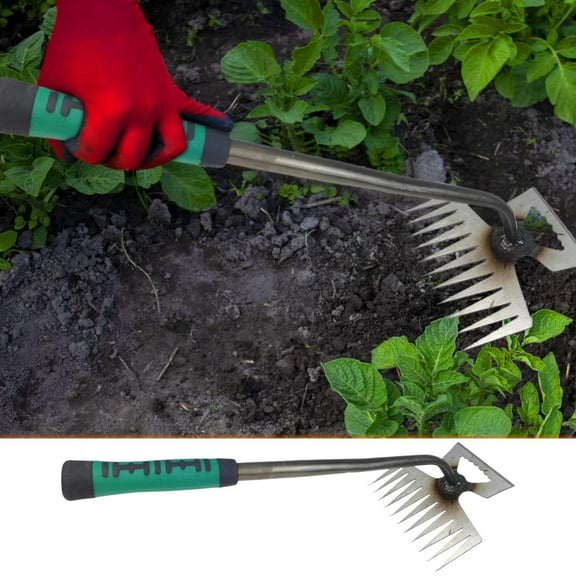 Fnyoxu 11-Claw Stand Up Weeder Gardening Hand Weeding tool with 15.3in Long Ergonomic Handle Easy-Eject Mechanism,(Plastic handle)