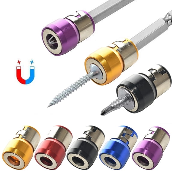 Fnyoxu 2PC Magnetic Screw Ring Bit Magnetizer - 1/4 Inch (7.3mm) Universal Metal Magnetizer for Screwdrivers & Power Drill Bits, Removable Magnetized Ring for Secure Fastening, Durable Tool Accessory