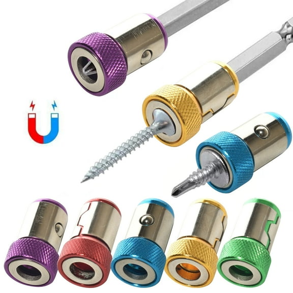 Fnyoxu 2PC Magnetic Screw Ring Bit Magnetizer - 1/4 Inch (7.3mm) Universal Metal Magnetizer for Screwdrivers & Power Drill Bits, Removable Magnetized Ring for Secure Fastening, Durable Tool Accessory