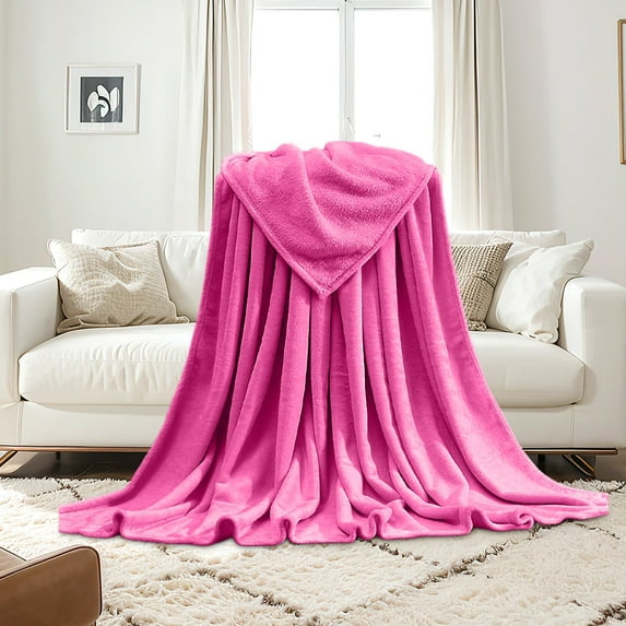 Fnyoxu 47"x79" Large Flannel Fleece Throw - Reversible Yoga Blanket & Lightweight Quilt for Sofa, Camping, Travel & Christmas Gift