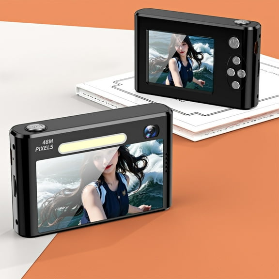 Fnyoxu 48MP HD Digital Camera with 2.4-Inch Screen, 4K Video Recording, 8X PTZ Zoom, Night Flash Light, Beauty Selfie Mirror, OTG Transmission for Travel