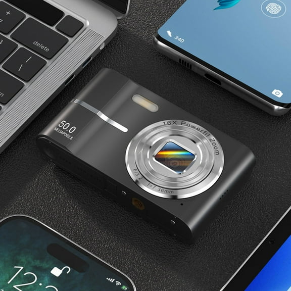 Fnyoxu 4K 50MP Digital Camera with Anti-Shake, 16x Zoom, Compact Portable Design - 1080P Video, LCD Screen, 32GB Card Included for Home and Travel