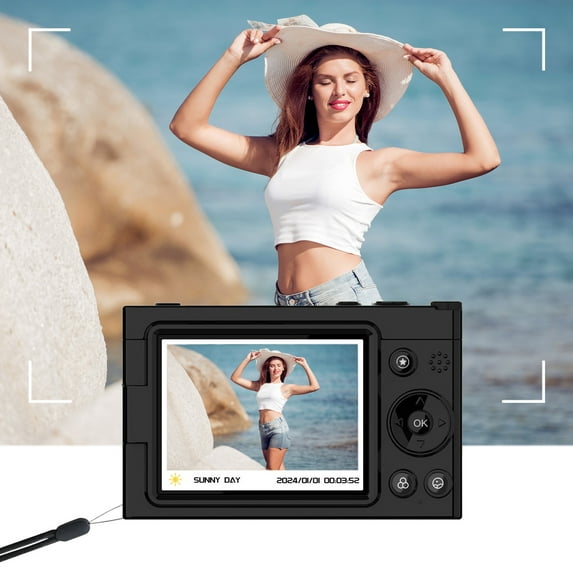 Fnyoxu 4K Digital Camera With WiFi - 64MP FHD Video Recorder, 28X Zoom Travel Camcorder, 2.83in Screen & Real-Time Mobile Transfer, 3600mAh Long Battery Life