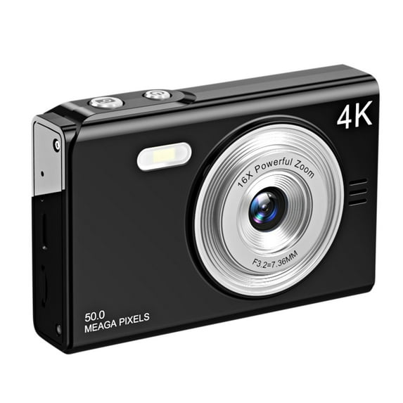 Fnyoxu 4K Vlog Camera, 16X Digital Zoom Portable Camera with 50MP Photos, Electronic Anti-Shake & Night Mode, OTG Transfer, 800mAh Battery, Compact Travel Camera for Beginners