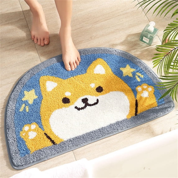 Fnyoxu 50*80cm Semicircular Bathroom Mat Sanitary Absorbent Mat Household Door Mat Toilet Mat Quick-drying Floor Mat