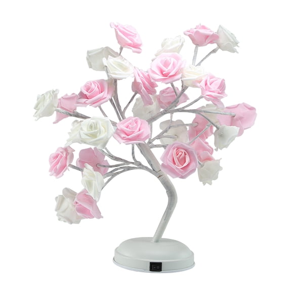 Fnyoxu Beautiful Rose Bouquet LED Tree Table Lamp Lights Party Wedding Home Decor Gift