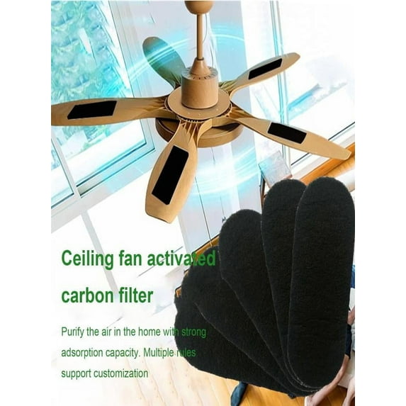 Fnyoxu Ceiling Fan Filters, 5-Pack Activated Coconut Carbon Air Purifier Pads, Easy-Stick Universal Filter for Household Contaminants