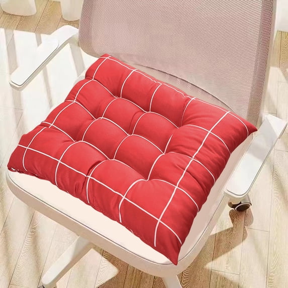 Fnyoxu Chair Cushions for Dining Chairs, Tufted Overstuffed Textured Memory Foam Kitchen Chair Pads, Meditation Floor Pillow, Square Large Pillows Seating, Floor Cushion(Red)