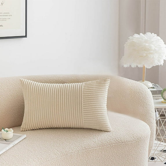 Fnyoxu Corduroy Throw Pillow Cover 18x30 Inch, Color Block Modern Sofa Cushion Cover with Solid Border, Hidden Zipper Closure for Living Room, Couch, Bed Decor