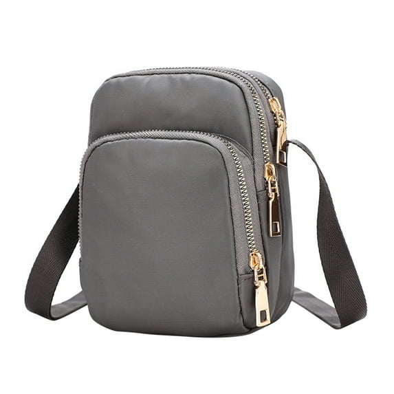 Fnyoxu Cross Body Bag Women Nylon, Ladies Purse Mini 3 Layer Zipper Shoulder Wallet Bag