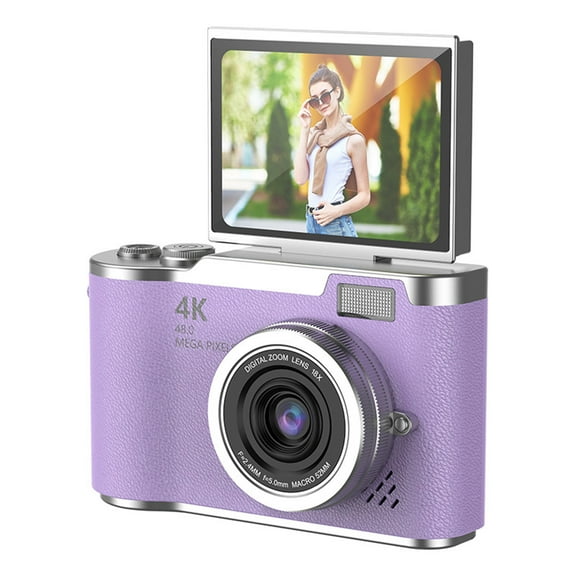 Fnyoxu Digital Camera with 2.4 Inch Flip Screen, Autofocus 1080P HD Selfie Camera - Compact Travel Camera, 8X Zoom, Anti-Shake, Beauty Mode, Rechargeable Battery for Students & Beginners