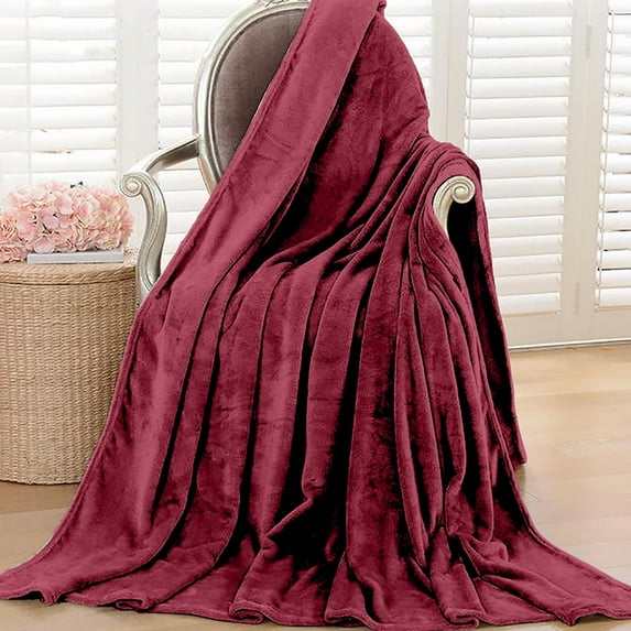 Fnyoxu Double-Sided Flannel Throw Blanket, All Seasons Lightweight Thin Blanket- Solid Color Cooling Blanket for Office Nap, Summer Conditioning & Travel