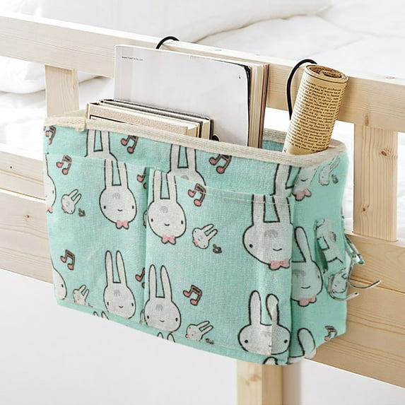 Fnyoxu Easter Bunny Bedside Pocket Small Tool Storage Rack Book Bed Sorter Sofa Hanging Bag