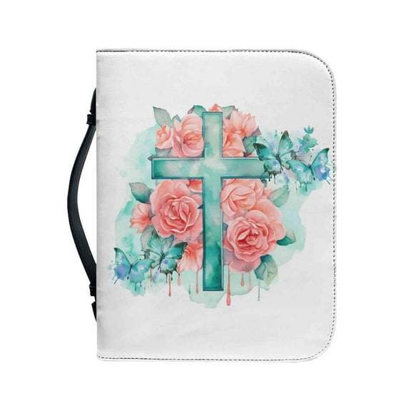 Fnyoxu Floral Bible Cover Bible Case Leather Bible Cover Study Bible Carrying Case Bible Organizer tote Bag Waterproof Bible Bag with Handles