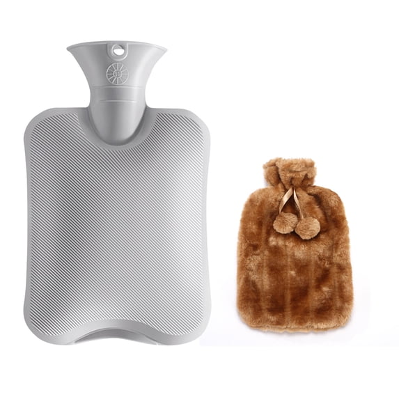 Fnyoxu Hot Water Bottle with Soft Cover, (2 Liter) Hot Water Bag for Cramps, Pain Relief, Removable Hot Cold Pack Hot Water Bed Warmer