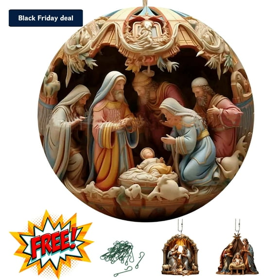 Fnyoxu Jesus Christmas Tree Decoration，Christmas Nativity Scene Centerpiece, Sculpted Hand Painted Nativity Figure for Indoor Outdoor Home Display Tabletop Decor