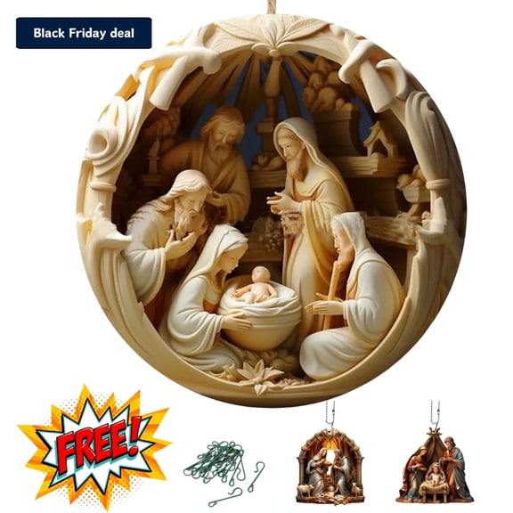 Fnyoxu Jesus Christmas Tree Decoration,Christmas Nativity Scene Centerpiece, Sculpted Hand Painted Nativity Figure for Indoor Outdoor Home Display Tabletop Decor