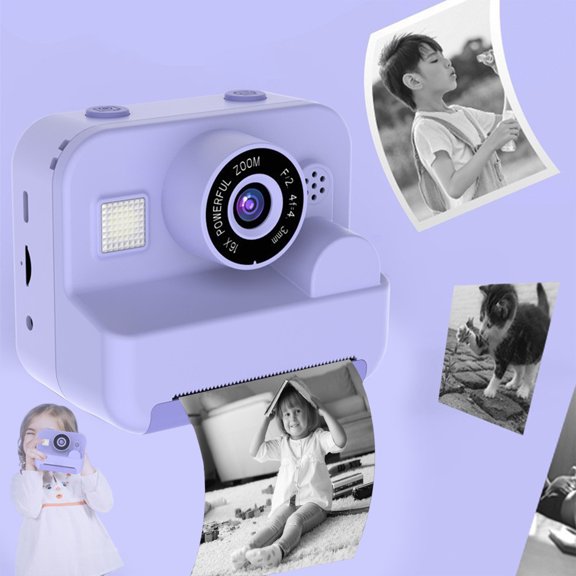 Fnyoxu Kids Instant Print Camera with 2.4 Inch HD Screen, 24 Megapixel Lens, Lightweight Portable Design, 180° Rotating Lens for Selfies, and Thermal Printing Included