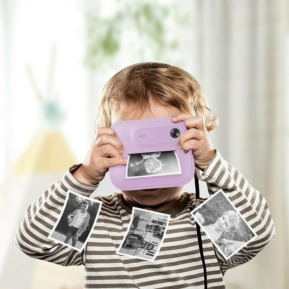Fnyoxu Kids Instant Print Camera with HD Shooting, 16x Zoom, Video Recording, Rechargeable Battery, Includes Thermal Paper Rolls - Lightweight Portable for Children, Easy to Use