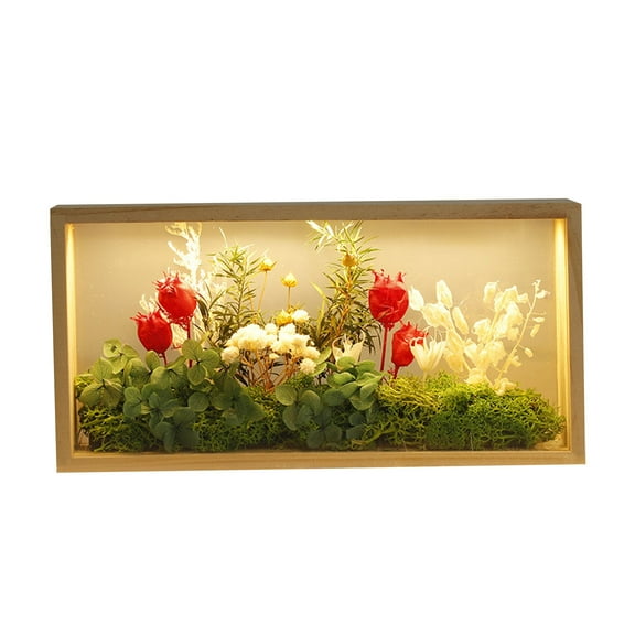 Fnyoxu Luminous Photo Frame DIY Dry Flower Photo Frame forest World Eternal Flower Double Sided Display Box