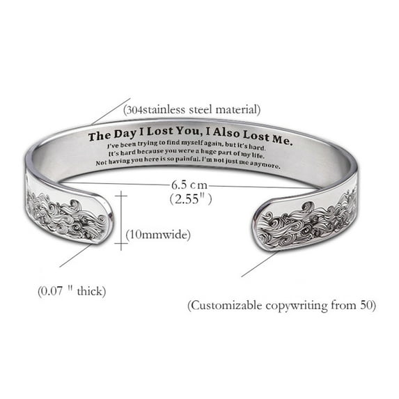 Fnyoxu Memorial Bracelet to My Wife in Stainless Steel Wave Engraving Memorial Bracelet