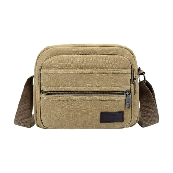 Fnyoxu Men’s Canvas Crossbody Bag - Adjustable Chest Rucksack (14-36"), Lightweight 0.57lb for Travel & Sports | Khaki/Green/Brown & Multi-Pocket Design with Waterproof Zippers