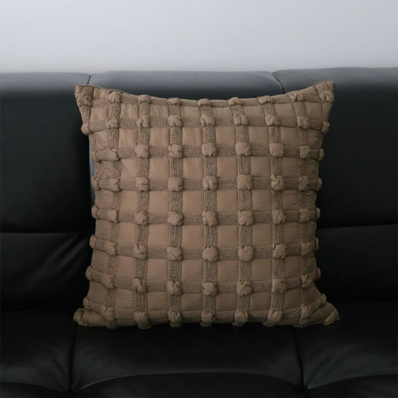 Fnyoxu Modern Plaid Lumbar Pillow 17.7x17.7x3.94 Inch - Brown Striped Decorative Throw Pillow with Removable Polyester Cover, Sofa Cushion for Back Support, Bed or Office Use