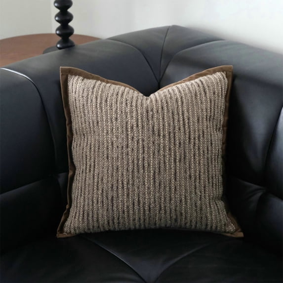 Fnyoxu Modern Plaid Lumbar Pillow 17.7x17.7x3.94 Inch - Brown Striped Decorative Throw Pillow with Removable Polyester Cover, Sofa Cushion for Back Support, Bed or Office Use
